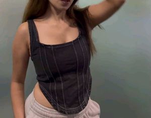 Black Denim Corset Top xs to s size