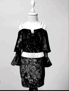 Elegant Black Velvet Middi For Kids