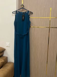 Faballey Elegant Teal Maxi Dress