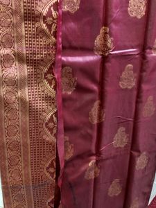 Border Less Soft Copper Zari Silk Saree