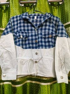 Blue Plaid Color Block Shirt