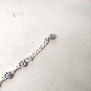 Pure Silver Antique Oxidised Pink&amp;Green CZ Bracele