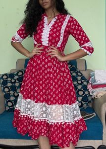 Red Dress with Net patten ❤️