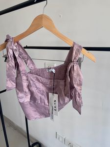 Mauve Cup Detail Satin Top