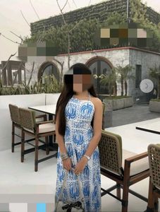 Blue Halter Neck Maxi Dress