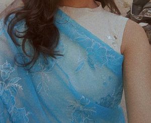 Saree With High Neck Blouse