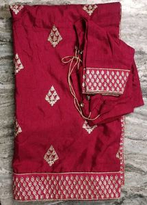 Red Silk Saree With Blouse