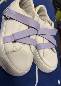 White Lavender Strap Trendy Shoes