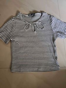 Striped Tie-Neck Top