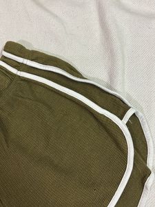 Olive Green Ribbed Shorts