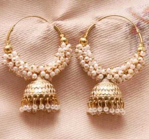 5 Pair Of Pearl Jhumka Earrings