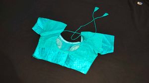 Sea Green Saree With Stitched Blouse (2 Piece)
