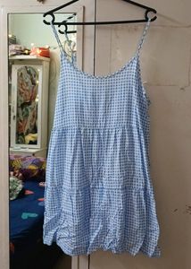 Blue White Checker Dress