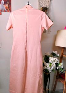 Vintage Pleated Peach Dress