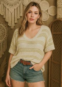 Pinterest Oversized Knitted Golden Pullover A