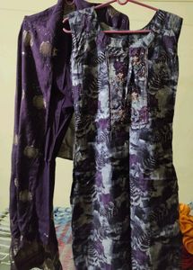 Beautiful Purple Suit(Free Kurti)