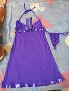 Purple Lace Babydoll Lingerie Set