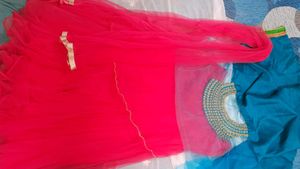 Pink Net Stitched Lehenga &amp;Choli unStitche