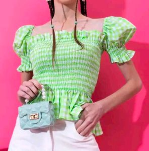 Gingham Peplum Top