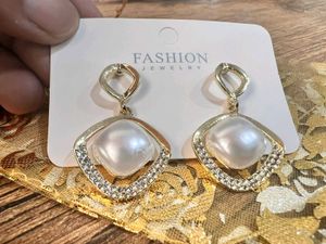 Mermaid Pearl Drop Square Earrings