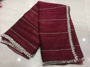 Maroon Mirror Work Saree