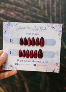 Royal Ruby Red!!🎀🌸Cat eye press on sets!!✨