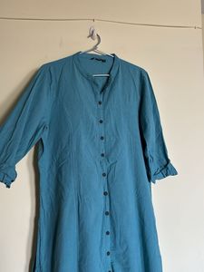 Teal Button-Down Dress
