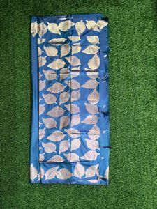 Open Border Saree - Amparo Blue (50/600 Silk)