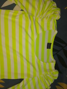ZOLA Neon Striped Ruffle Sleeve Top