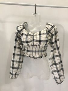 Plaid Long Sleeve Crop Top