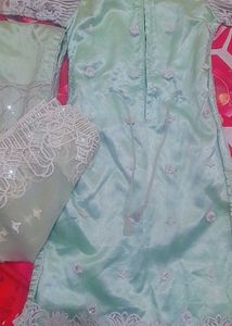 Elegant Sequence &amp; White Embroidered Dress