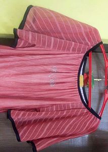2 Combo Pink Striped Detail Top Blue T Shirt
