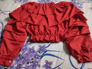 Red Ruffle Crop Top