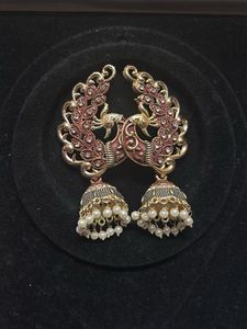 Peacock Jhumka Earrings With Free Gift