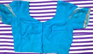 🔥PRICE DROP🔥 SKY BLUE SAREE WITH READY BLOUSE