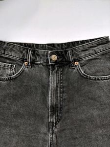 Grey faded denim shorts