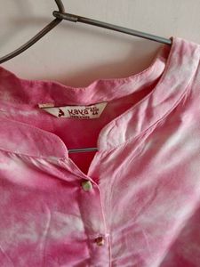 Pink Tie-Dye Button-Down Top