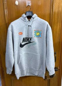 NIKE AIR LIGHT GREY MARL GRAPHIC HOODIE L(42)