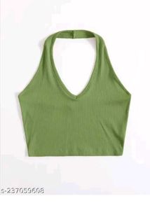 Lime Green Backless Halter Neck Top