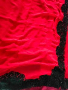 Super Stylish Pure Georgette Red Black Saree