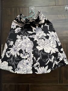Black And White Floral Skirt