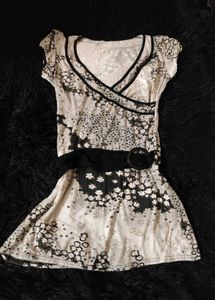 Y2k Floral Belt Detail Mini dress