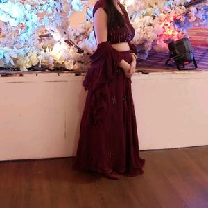 Beautiful Maroon Cancan Lehenga