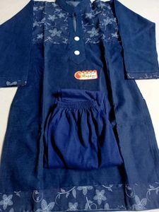 Kids Denim Kurta With Leghing
