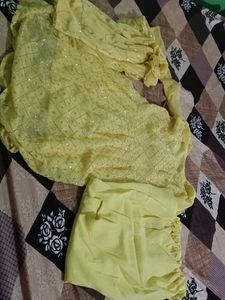 Yellow Embellished Salwar Kameez Set