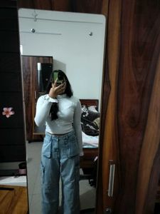 H&amp;M Women Grey Solid Ribbed Top