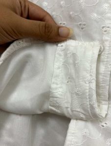 MANGO white Lace Crop Shirt for Women