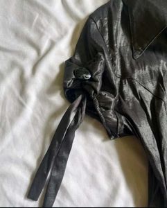 Silky Black Button-Down Top