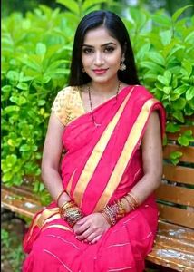 Red & Gold Striped Saree