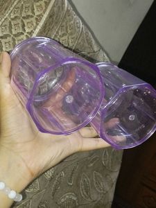 Set of 2 Purple Plastic Storage Jars
